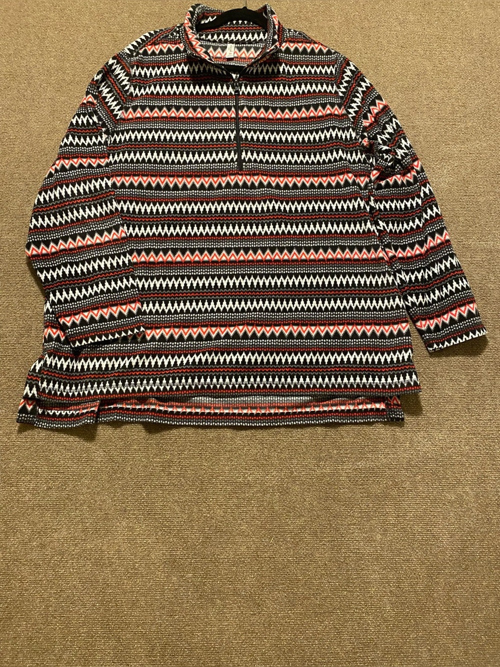 Exertek Black, Orange Geometric Fair Isle Fleece Quarter Zip 3X